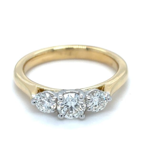 18ct Yellow Gold Three Stone 0.74ct Diamond Ring