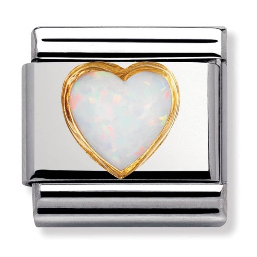 Nomination Link White Opal Heart