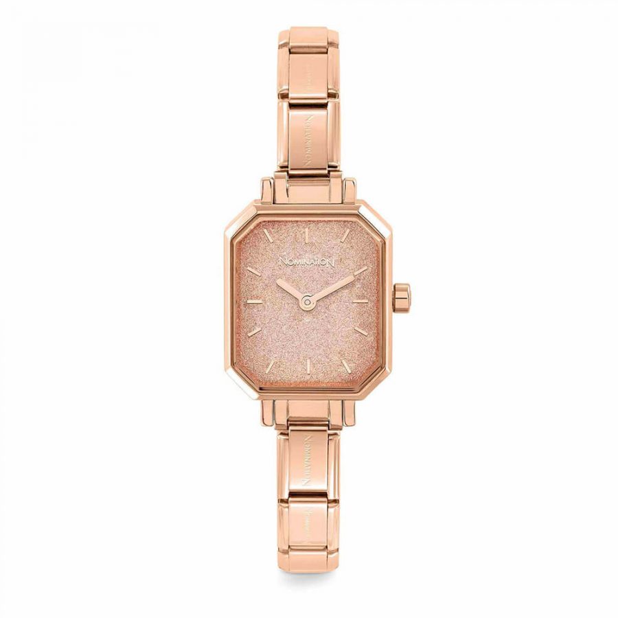 Nomination watch rose gold plated with glitter rose dial