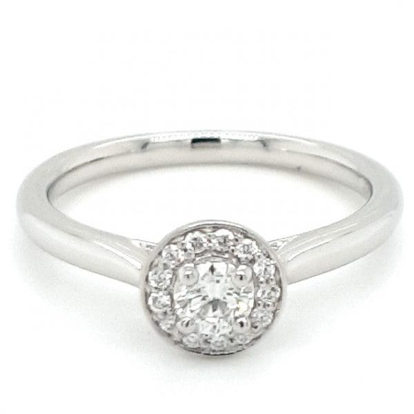 Platinum Diamond Halo Cluster Engagement Ring 0.21ct