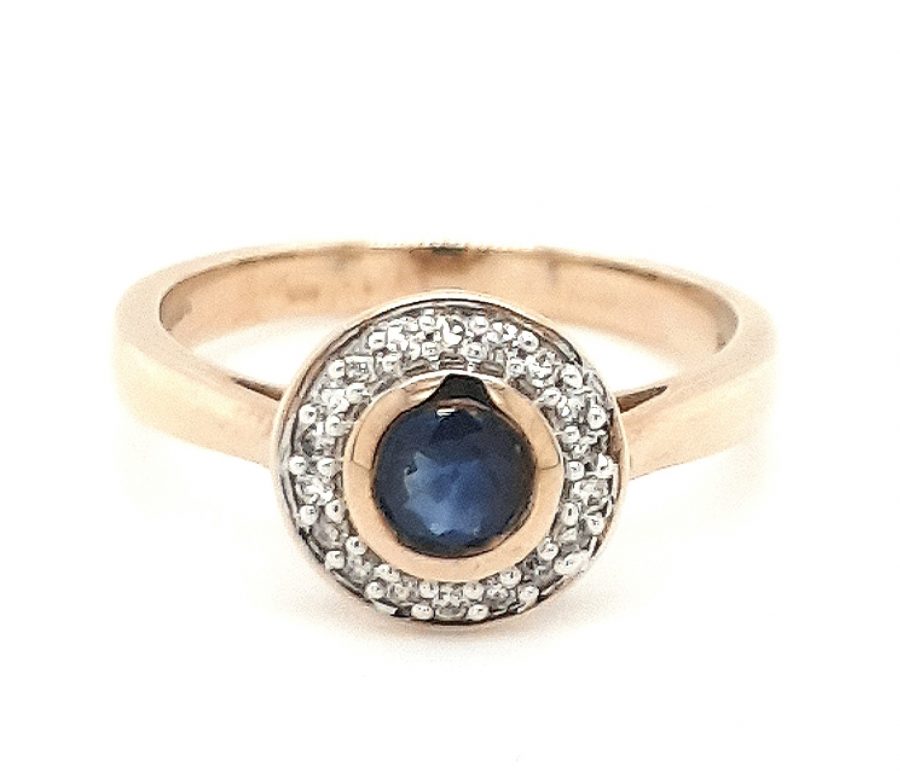 9ct Gold Sapphire and Diamond Cluster Ring