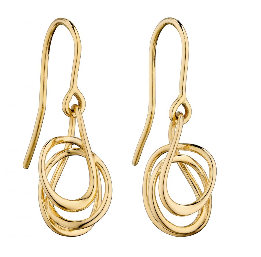 Gold Wire Twist Drop Earrings