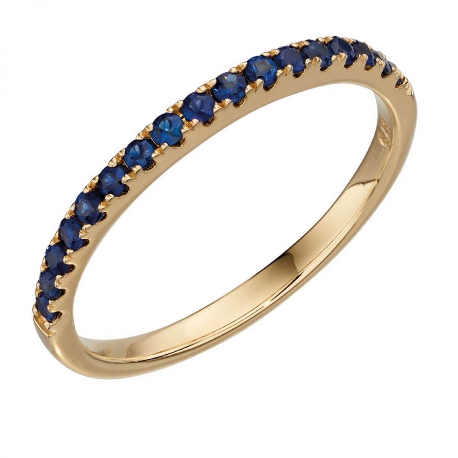 Gold Sapphire Pave Ring Size O