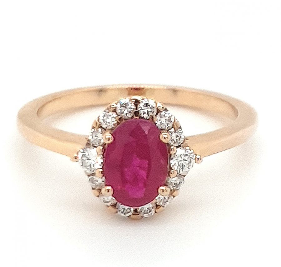 18ct Rose Gold Ruby and Diamond Cluster Ring
