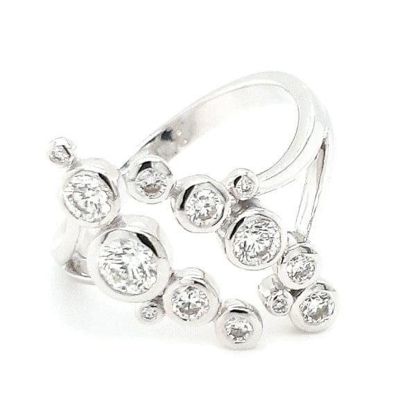 18ct White Gold Diamond Bubble Ring