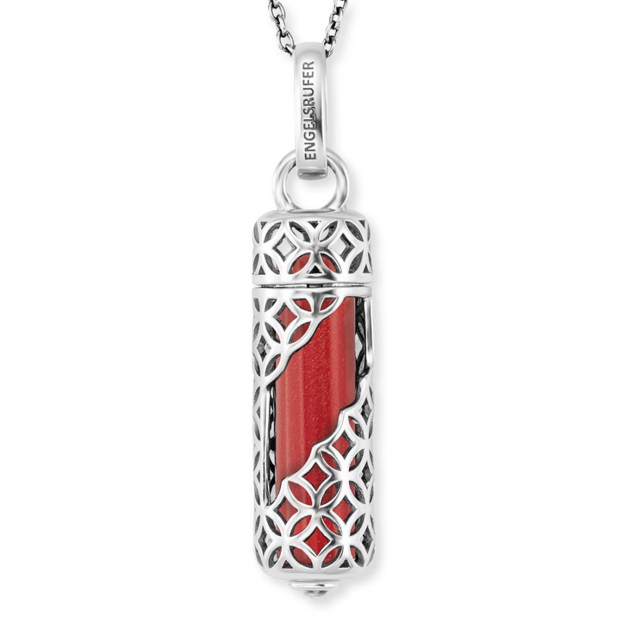 Angel Whisperer Silver Healing Stone Red Jasper Pendant & Chain