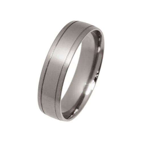 Titanium Low Profile Wedding Ring Double Indent