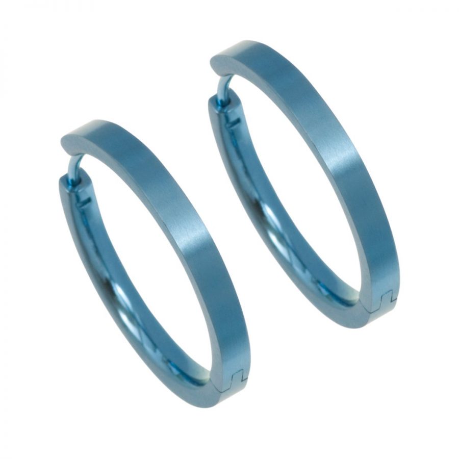 Ti2 Titanium Light Blue Hoop Earrings