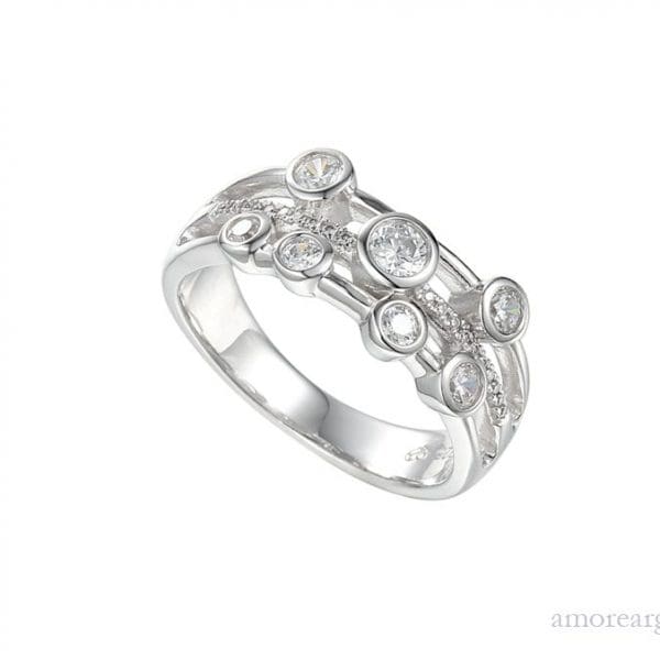 Amore Silver Cubic Zirconia Bubble Ring