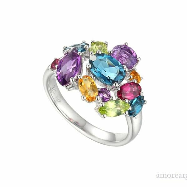 Amore Silver Mixed Stone Cocktail Ring
