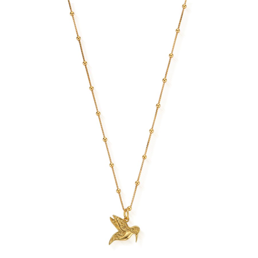 Chlobo Silver Gold Plated Bobble Humming Bird Necklace