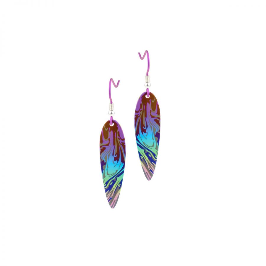 Ti2 Titanium Curved Drop Rainbow Earrings