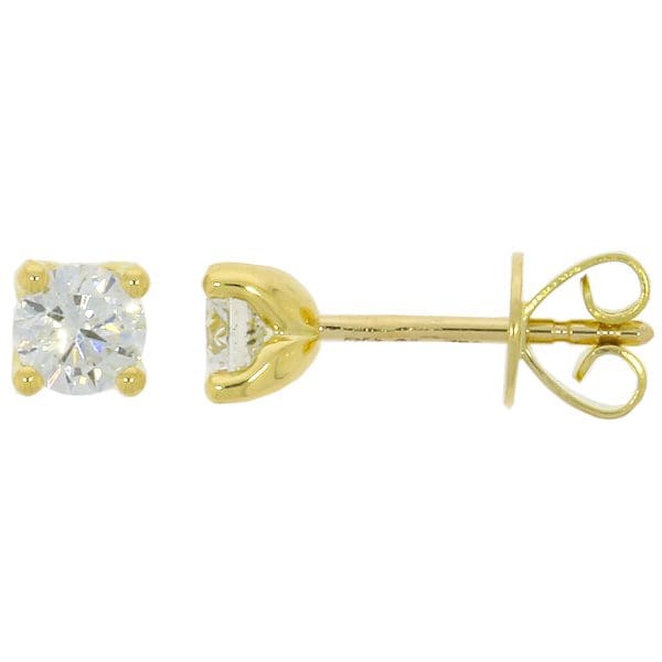 18ct Gold Diamond 0.60ct 4 Claw Stud Earrings