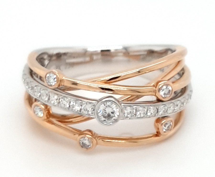 18ct White & Rose Gold Diamond Bubble Dress Ring