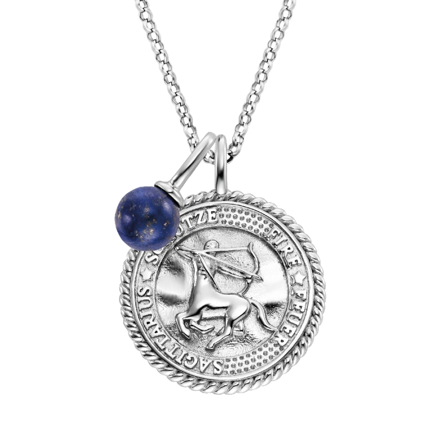Angel Whisperer Silver Sagittarius Cubic Zirconia & Lapis Lazuli Pendant & Chain