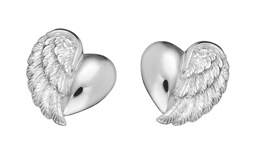 Little Angel Silver Heartwing Stud Earrings