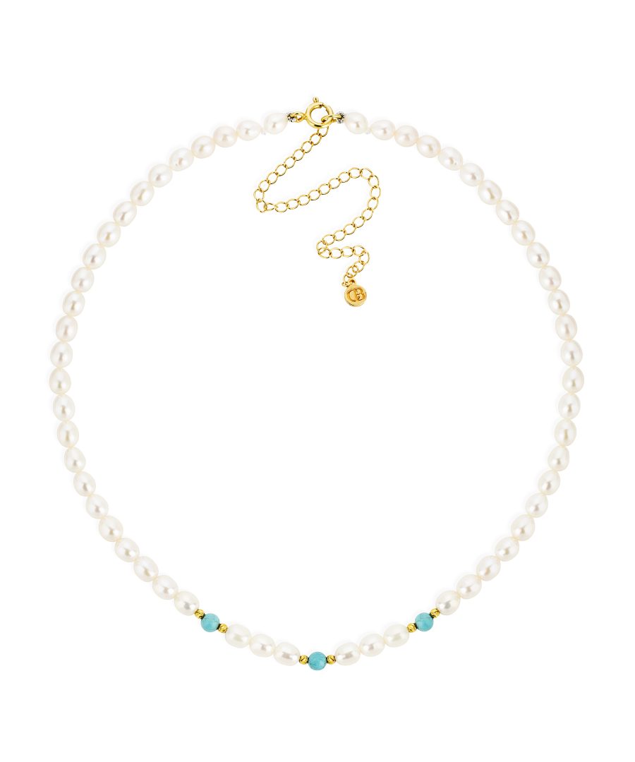 Claudia Bradby Turquoise, Pearl & Gold Plated Choker