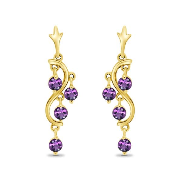 9ct Gold Amethyst Drop Earrings
