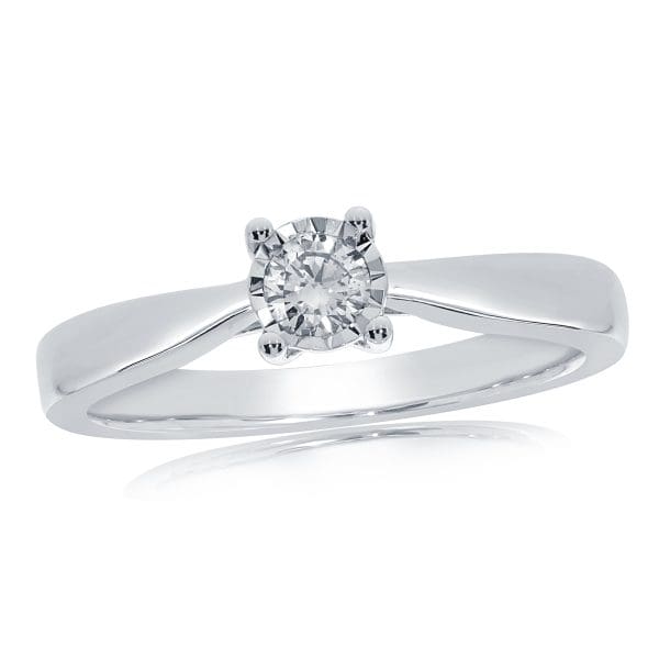 9ct White Gold Illusion Set 0.17ct Diamond Engagement Ring