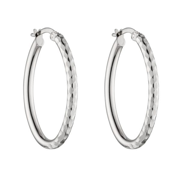 9ct White Gold Hoop Earrings