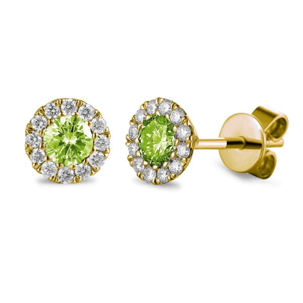9ct Peridot & diamond Stud Earrings