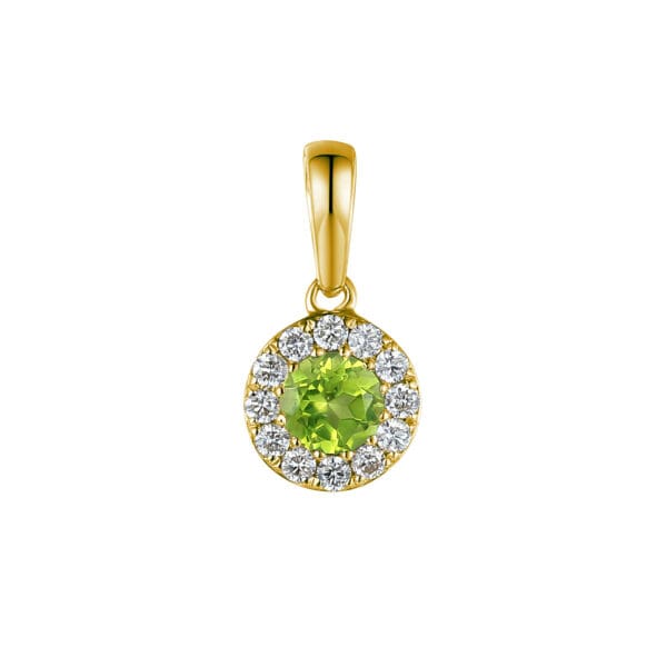 9ct Peridot & Diamond Pendant