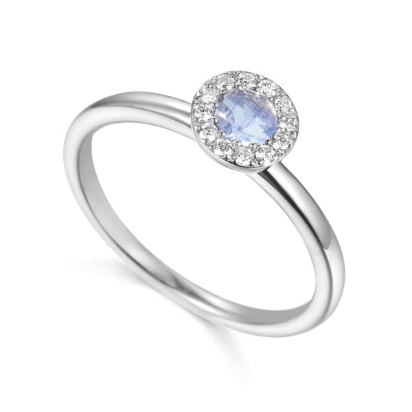 9ct Moonstone & Diamond Cluster Ring