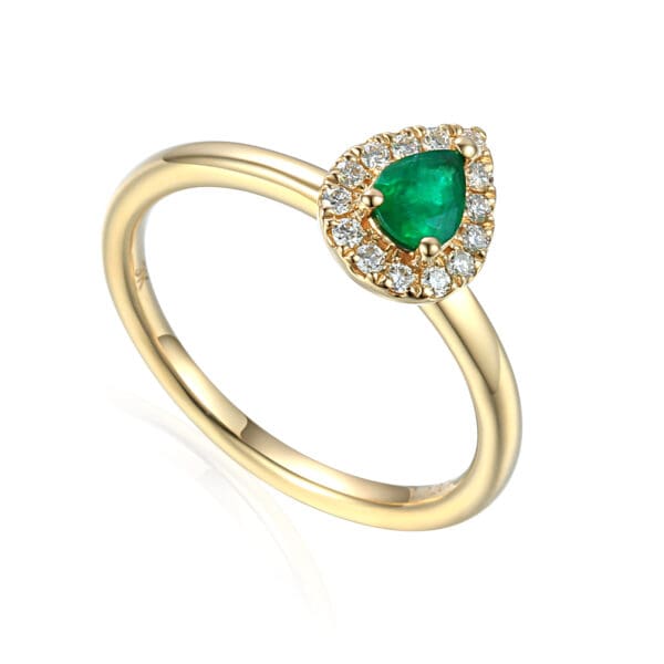 9ct Emerald & Diamond Pear Cut Cluster Ring