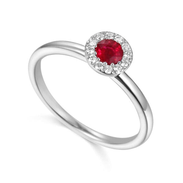 9ct White Gold Ruby & Diamond Cluster Ring