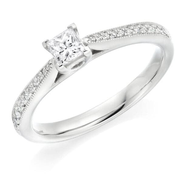 White Gold Asscher Cut Engagement Ring
