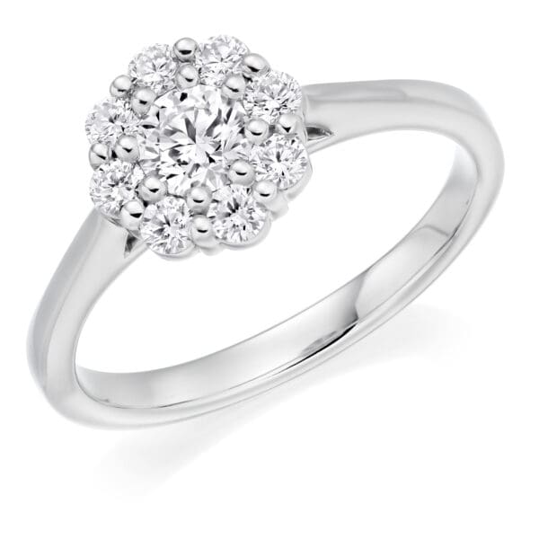 Platinum Diamond Cluster Engagement Ring 0.60ct