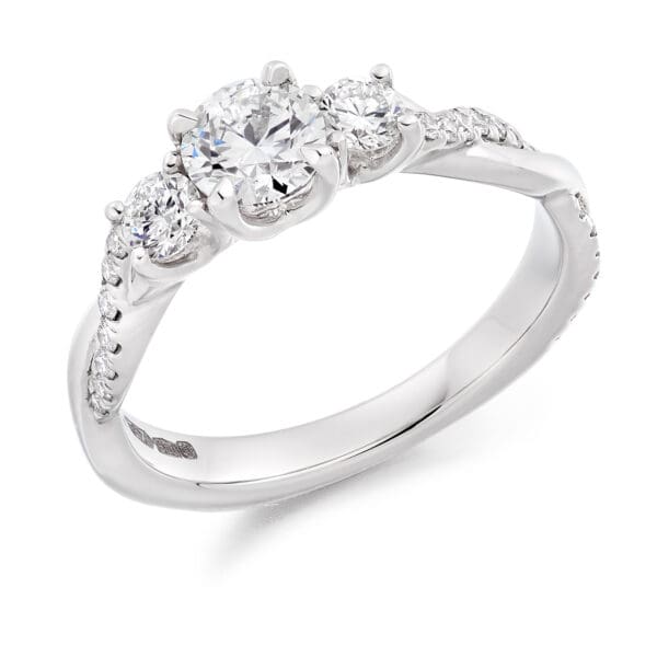 Platinum Cut 0.50ct Three Stone Diamond Engagement Ring