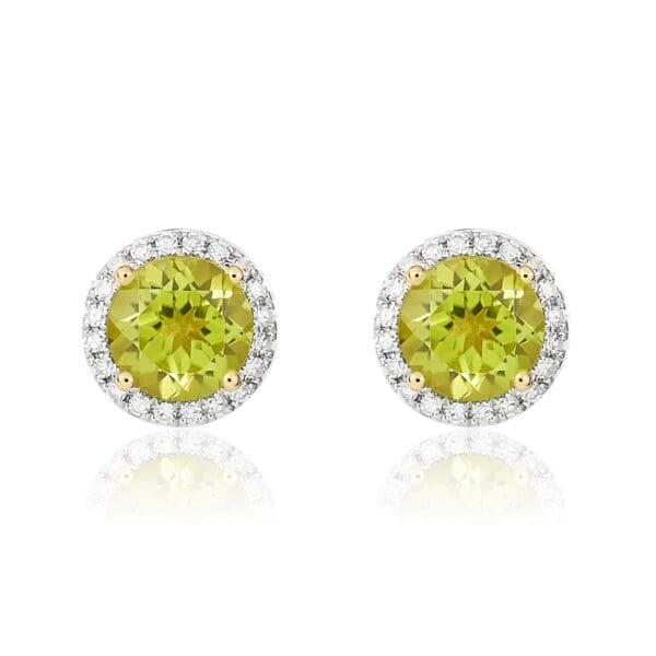 9ct Peridot & Diamond Cluster Earrings