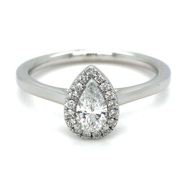 Platinum Pear Cut Halo Diamond Engagement Ring