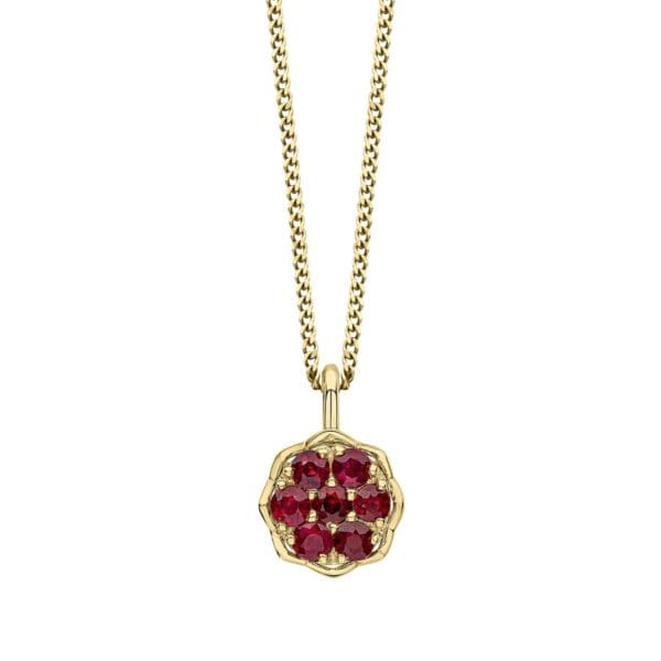 9ct Ruby Cluster Pendant & Chain