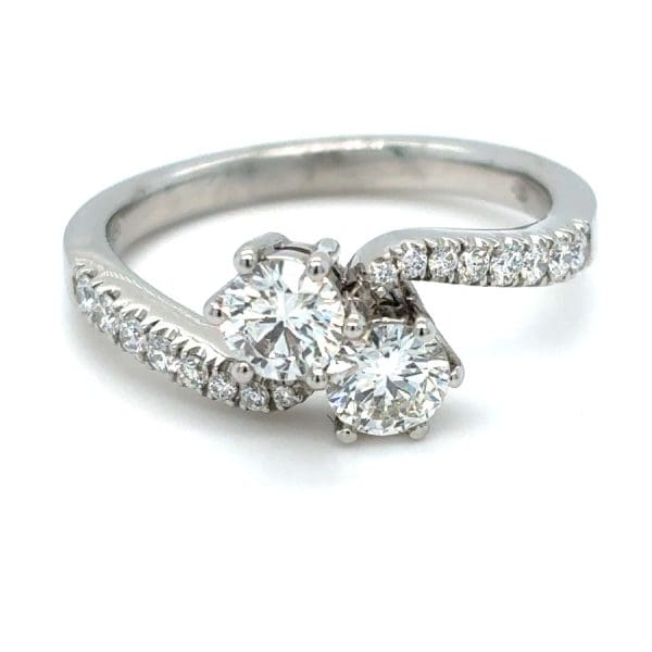Platinum Two Stone Diamond Twist Ring