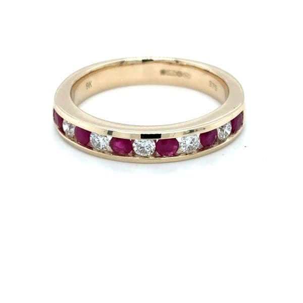9ct Gold Ruby & Diamond Eternity Ring - Size M