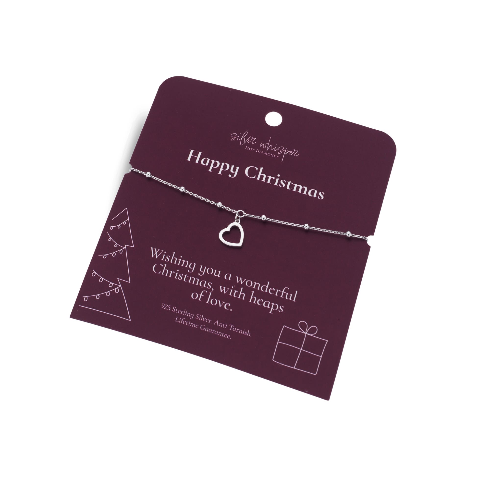 Silver Whisper Happy Christmas Heart Bracelet - Image 2