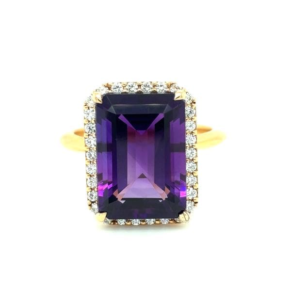 18ct Yellow Gold Amethyst & Diamond Cocktail Ring